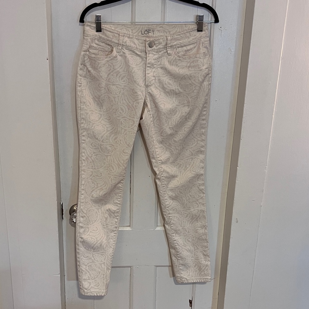 Loft petite jeans, white with print, 27/4P